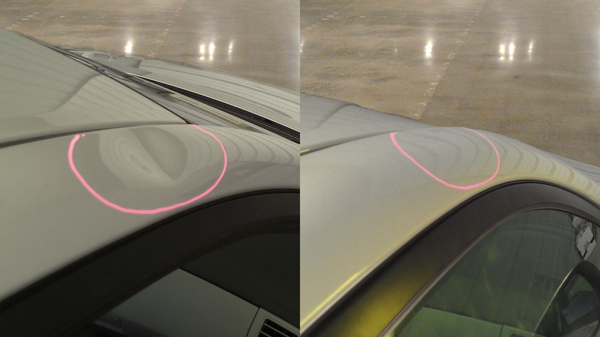 Paintless dent repair before and after