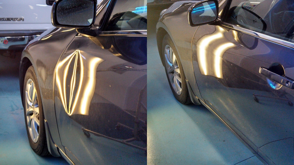 Paintless dent repair before and after